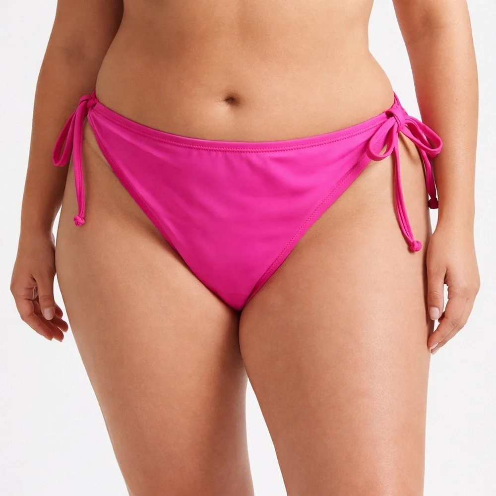 J.Crew Neon Pink Bikini Bottom Side Tie 3X NWT High Cut Swim Bottom